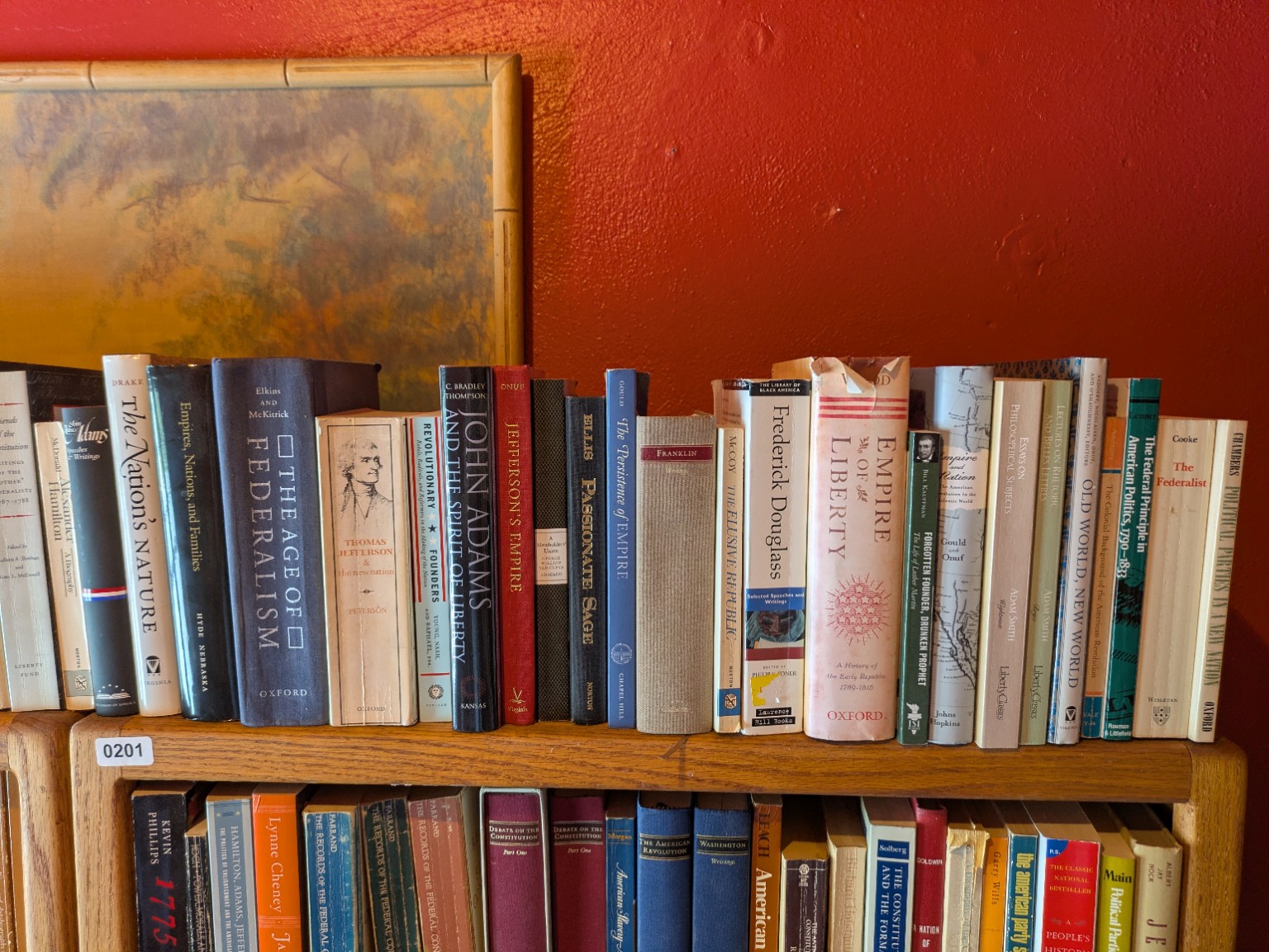 Books on Shelf 201, cropped to exclude adjoining shelves