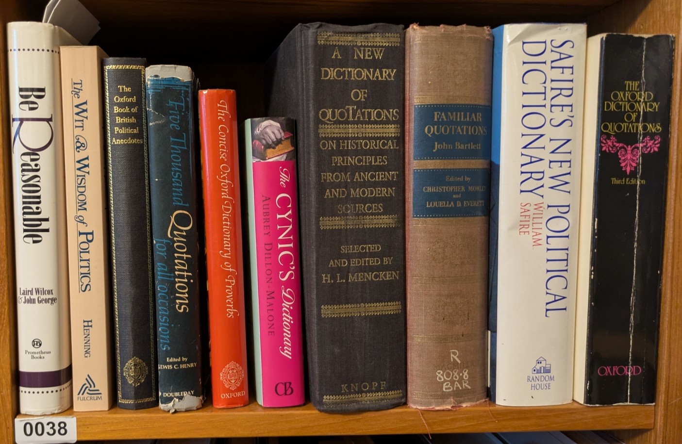 Shelf 38, atlas and reference books.