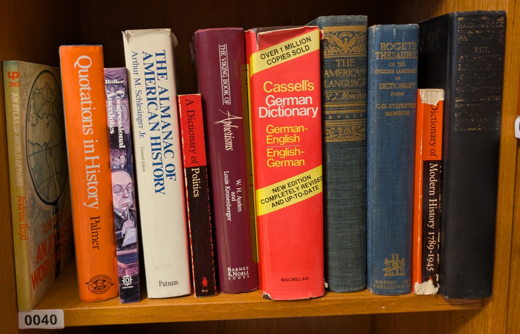 Shelf 40, atlas and reference books.